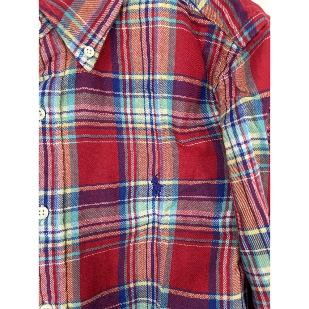 Polo Ralph Lauren‎ Shirt Mens Small Colorful Red Plaid Button Down Long Sleeve